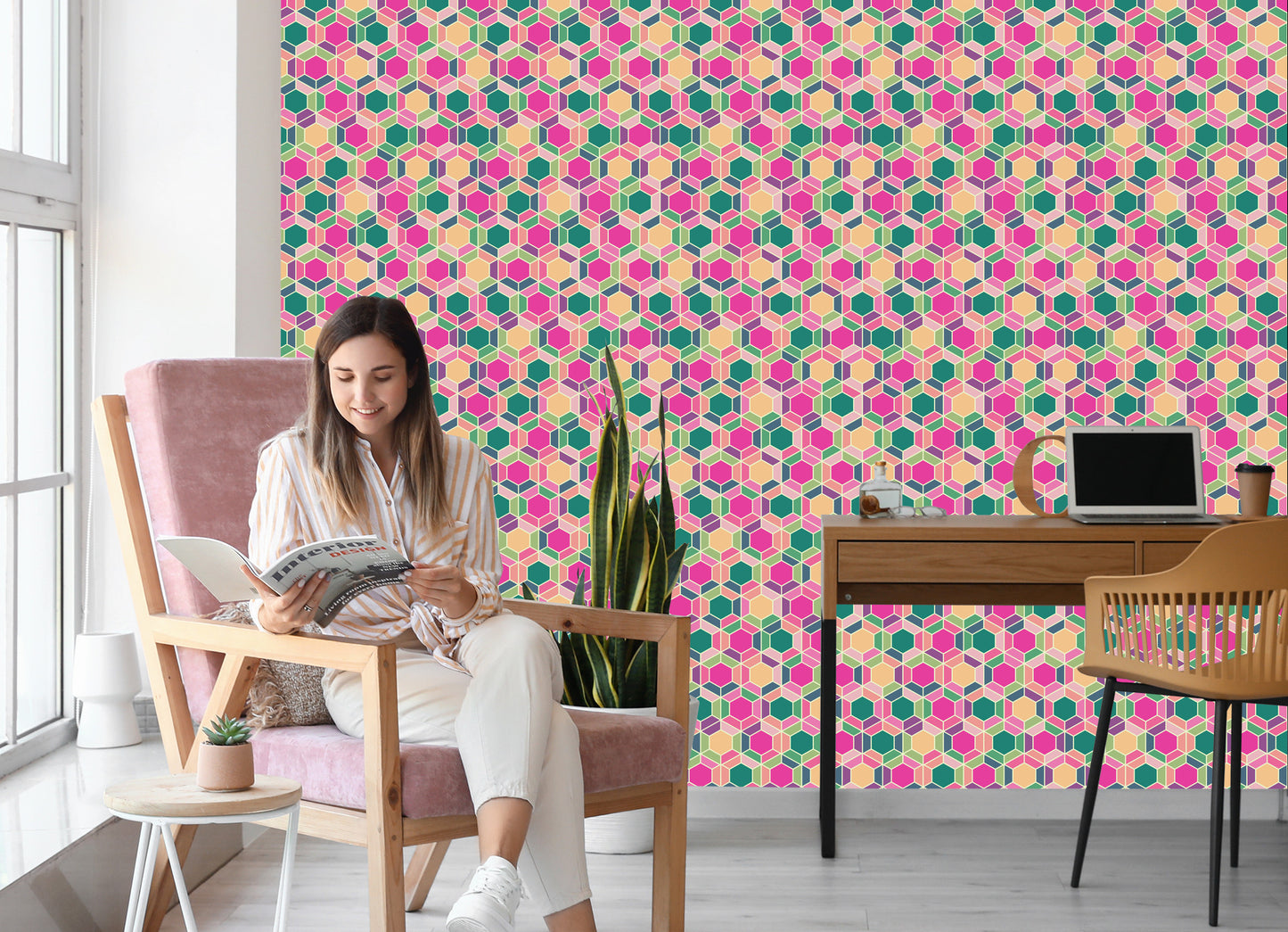 Wallpaper Colorful Geometric Retro Patterns