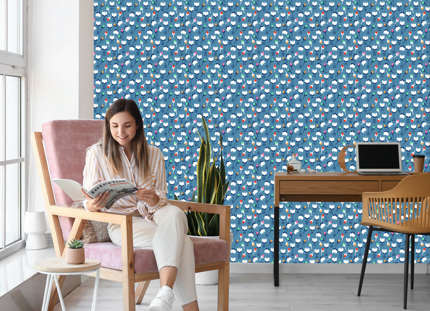 Wallpaper Flowers For Children In Scandinavian Style