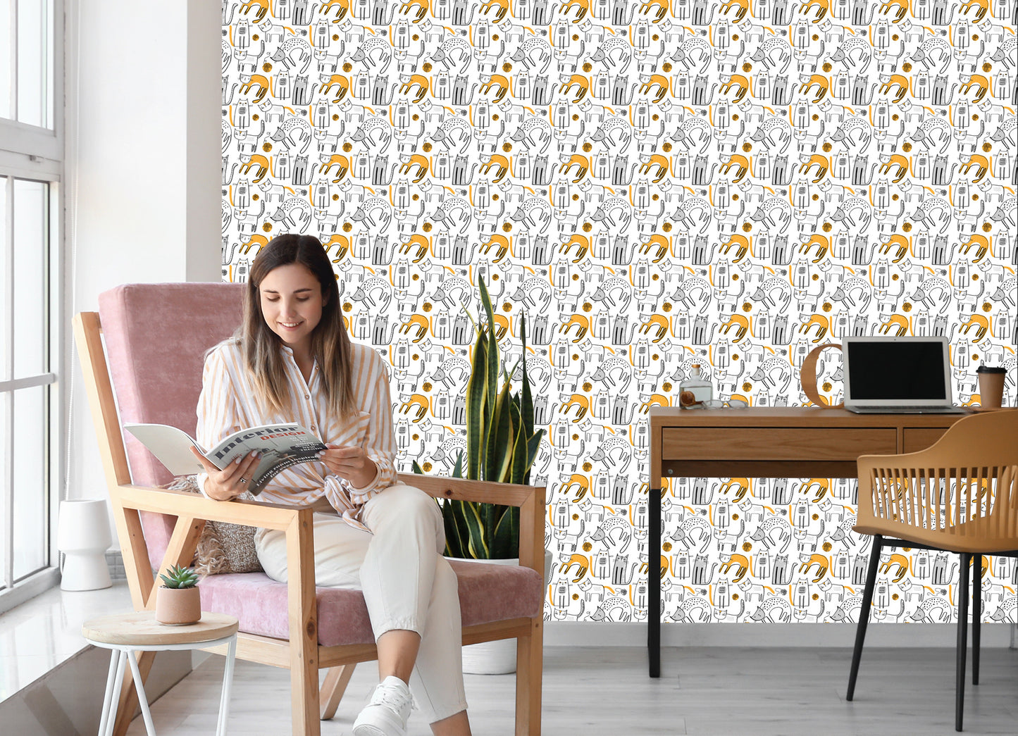 Wallpaper Scandinavian Style Cats For Children