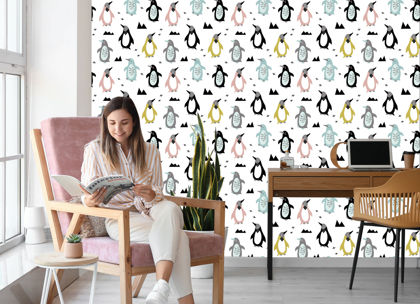 Wallpaper For Children - Colorful Scandinavian Penguins