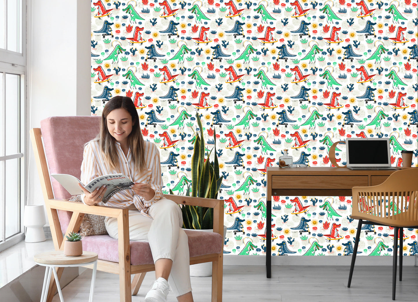 Wallpaper For Kids Crocodiles Flowers Skateboards