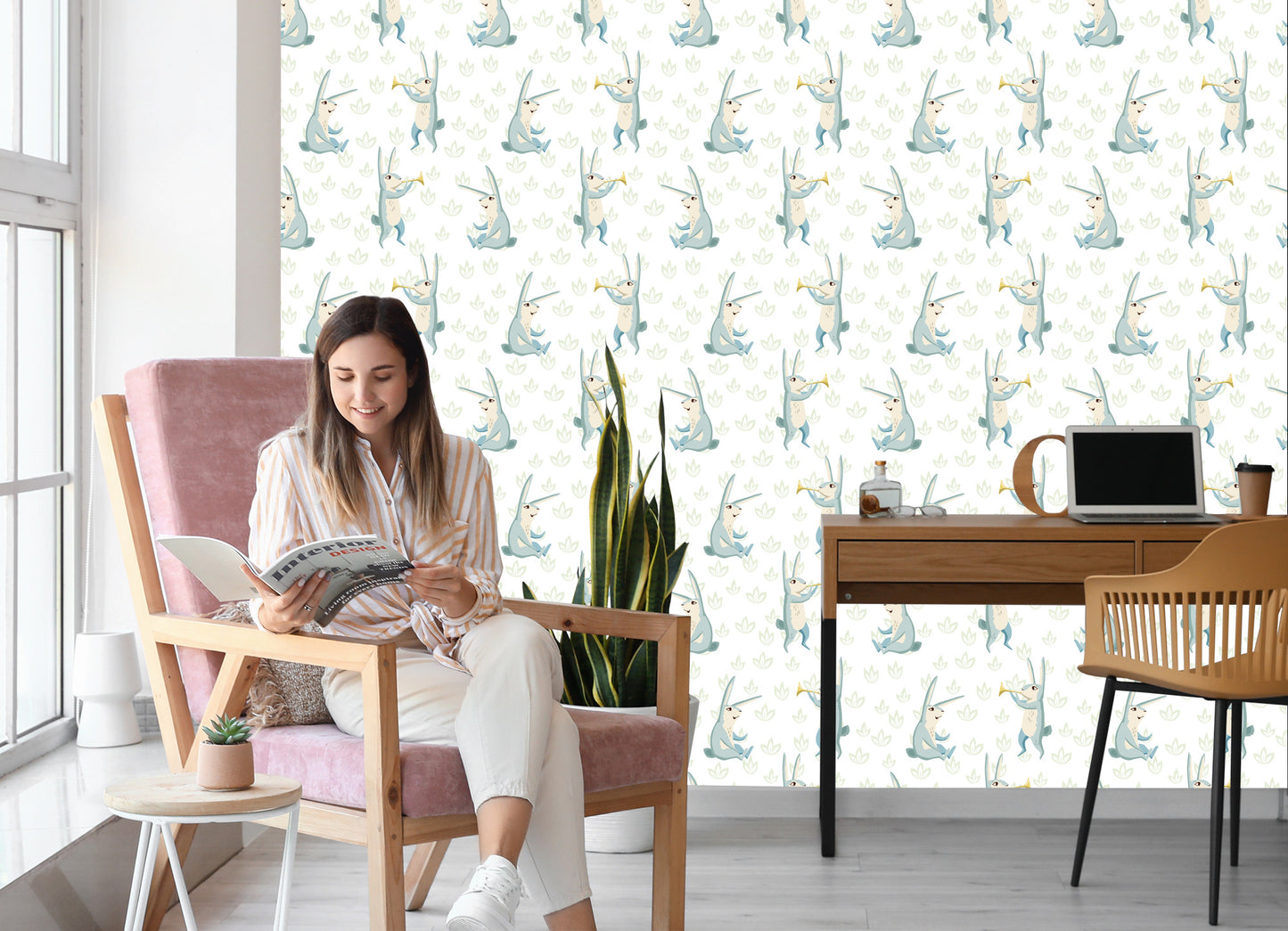 Wallpaper For Children - Joyful Musical Rabbits