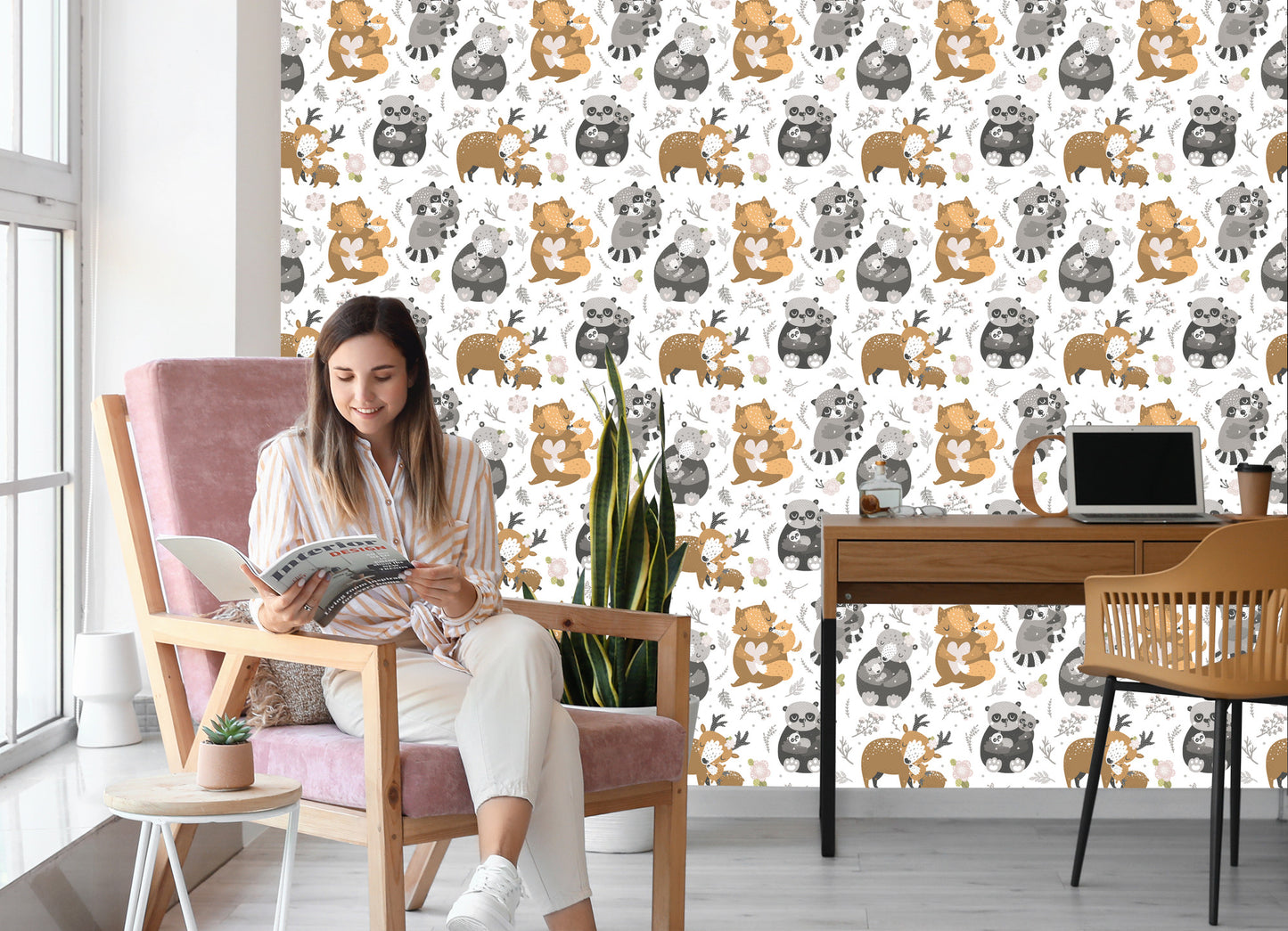 Wallpaper Baby Animals Among Flowers