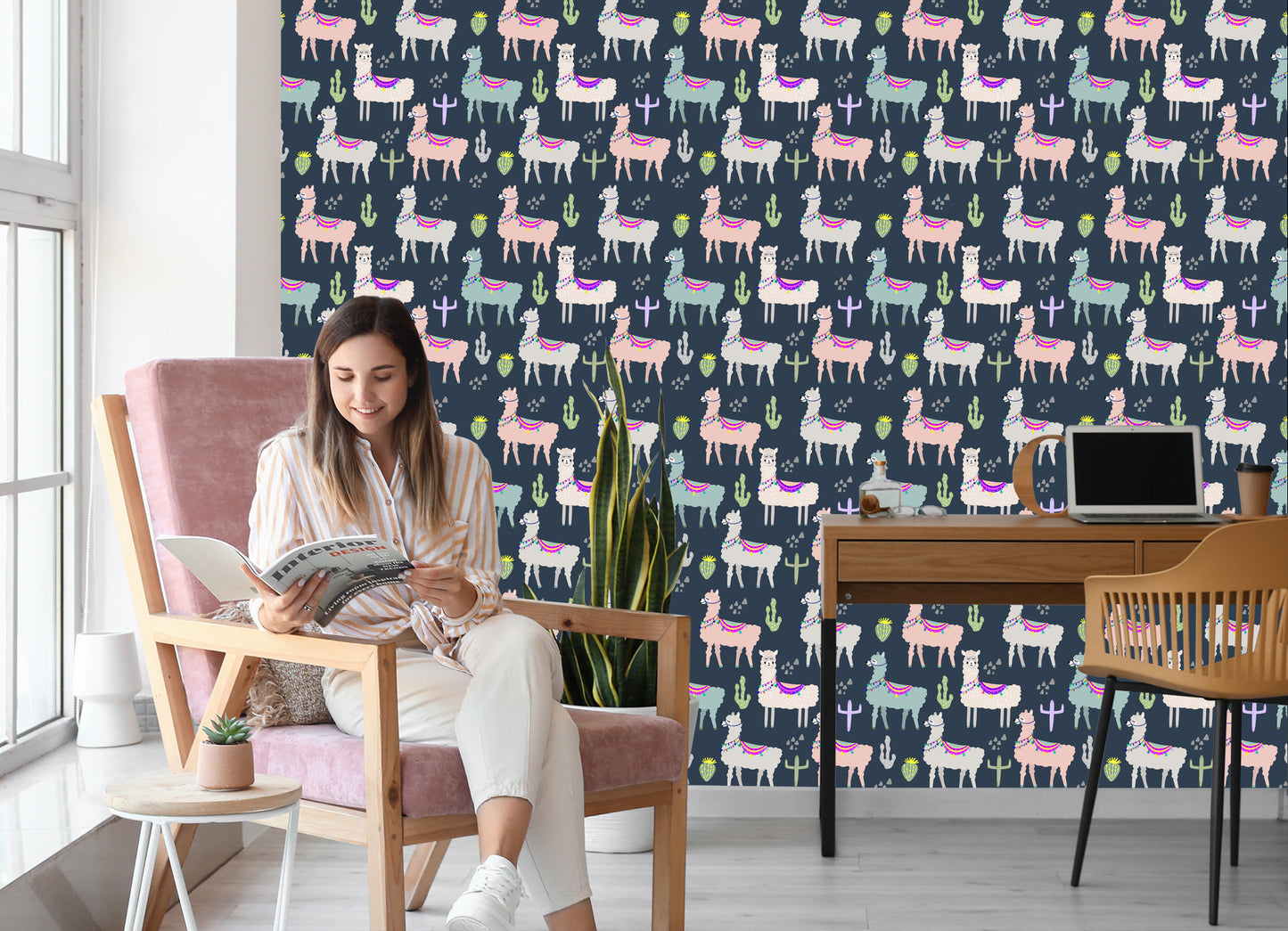 Wallpaper Animals, Plants, Children's Room With Llamas