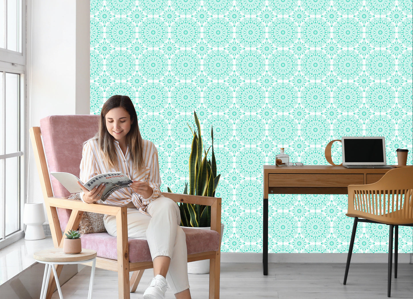 Wallpaper Beautiful Turquoise Mandala