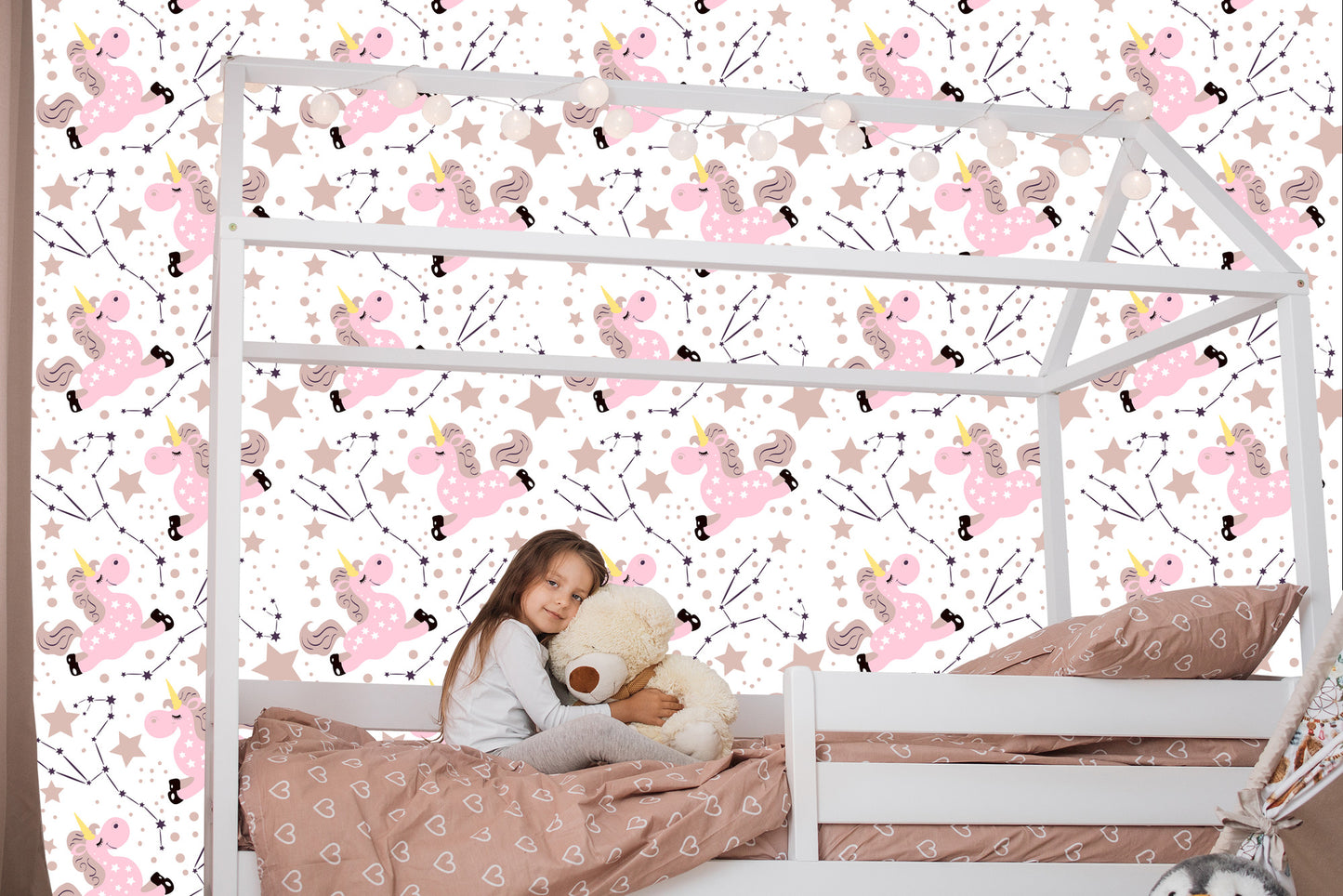 Wallpaper Unicorns Under Stars