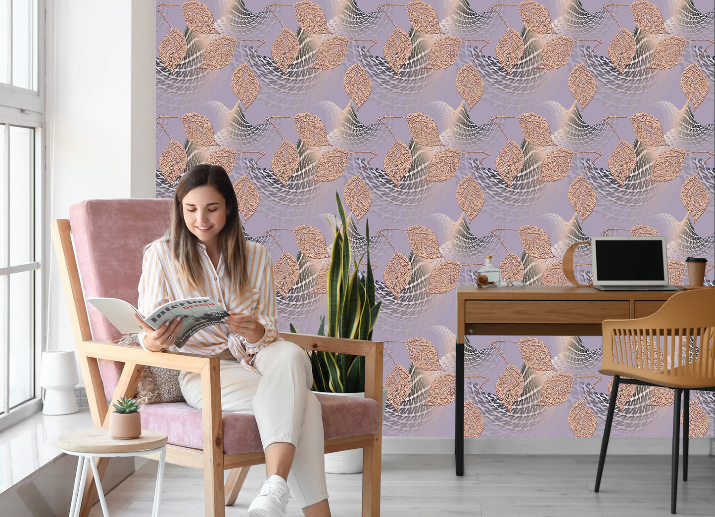 Wallpaper Three-Dimensional Wallpaper, 3D, Optical, Leaves