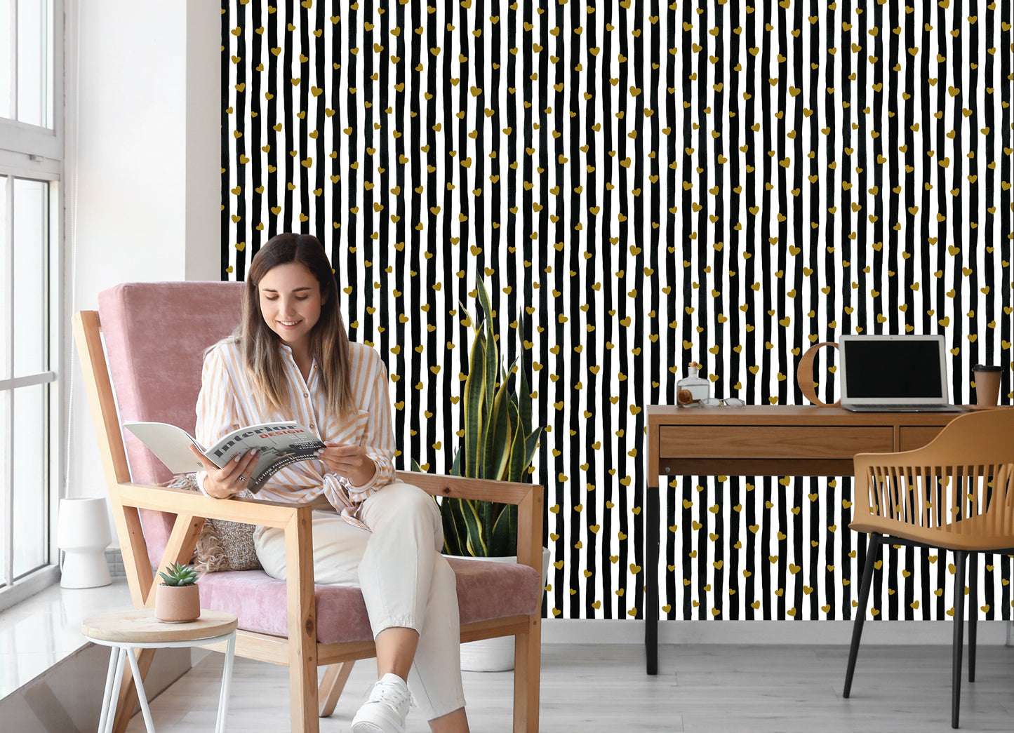 Wallpaper Striped Hearts