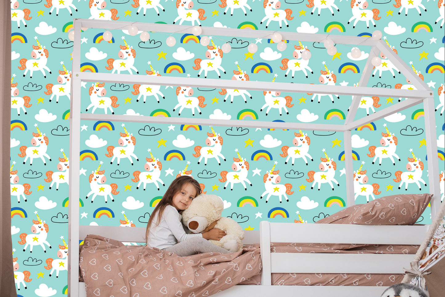 Wallpaper For Children - Sleeping Unicorns - Scandinavian Style