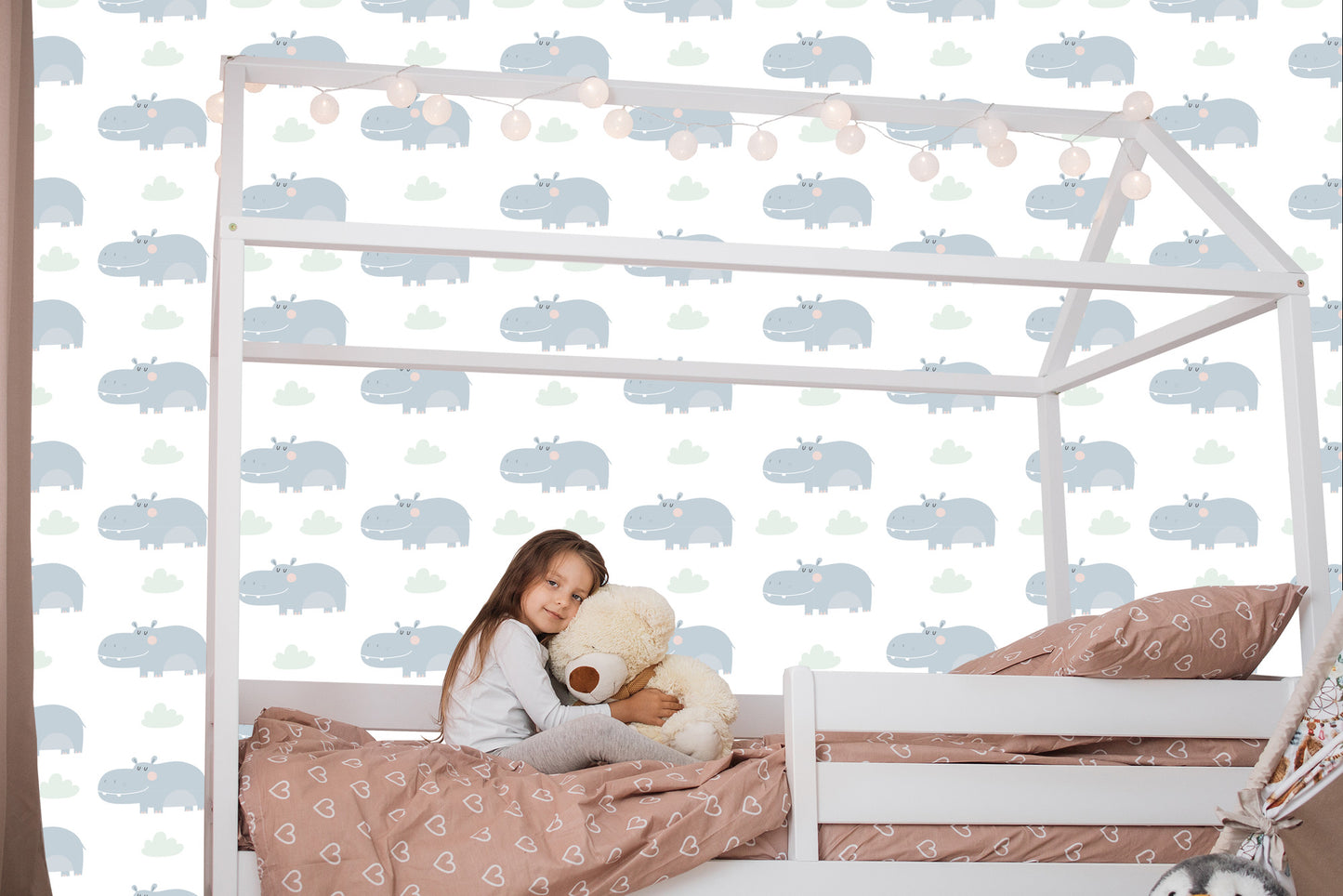 Wallpaper For Baby's Room Colorful Cloud Animals