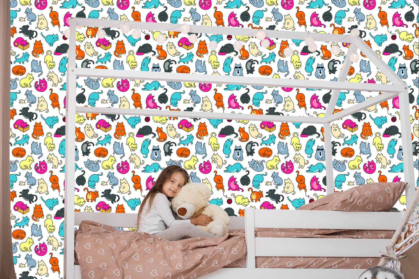 Wallpaper For Children - Colorful Cats Like From The Cartoon
