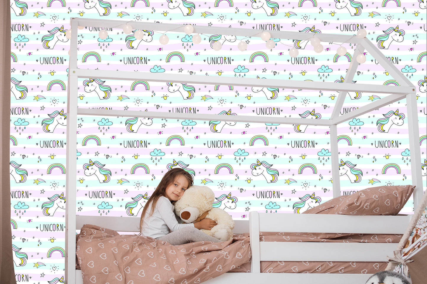 Wallpaper For Children - Unicorns, Clouds And Rainbows