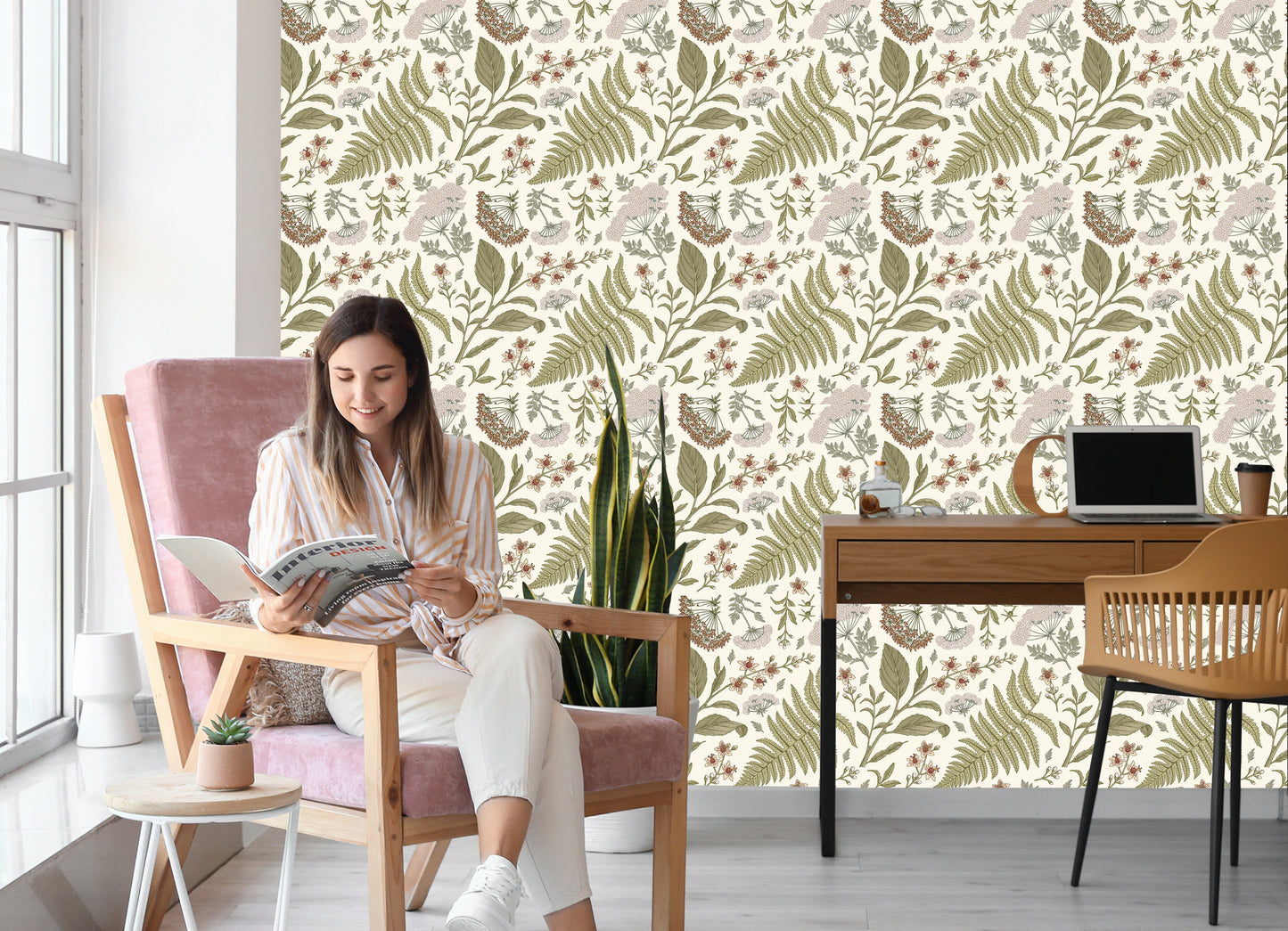 Wallpaper Retro Style Field Plants