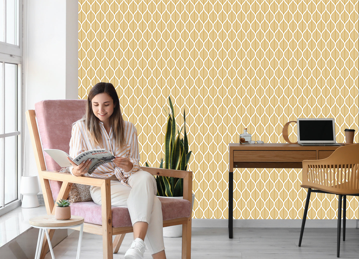 Wallpaper Retro - Beautiful Geometric Leaves