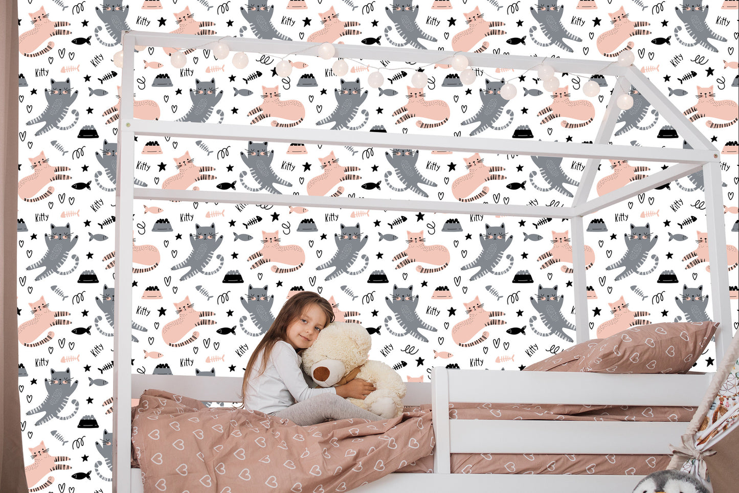 Wallpaper Cute Cats In Scandinavian Style