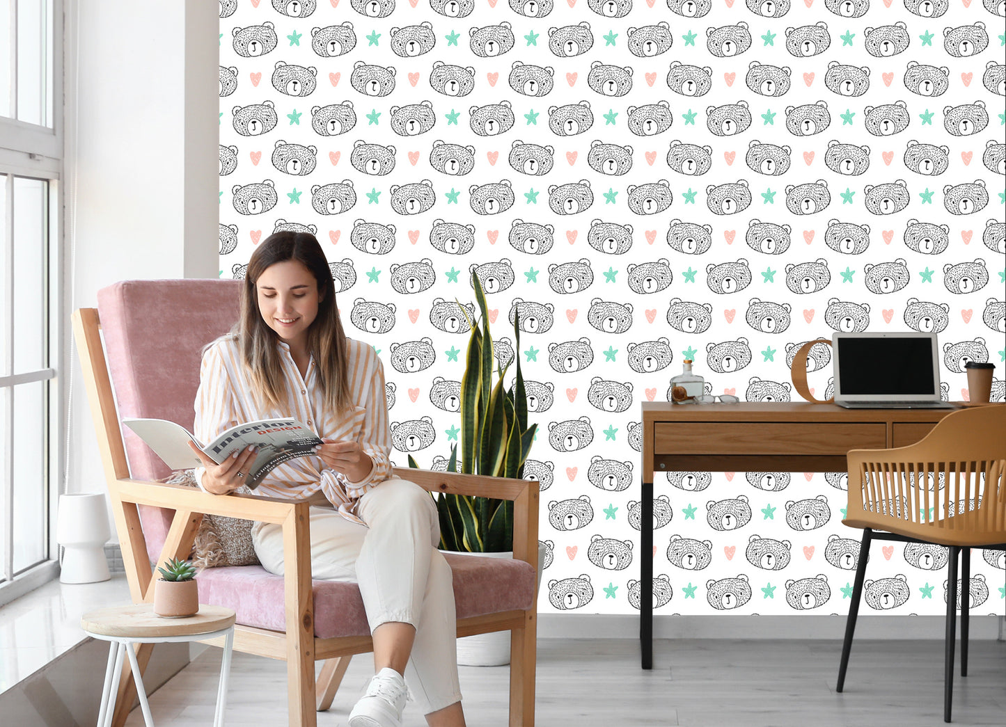 Wallpaper Bears, Hearts, Stars