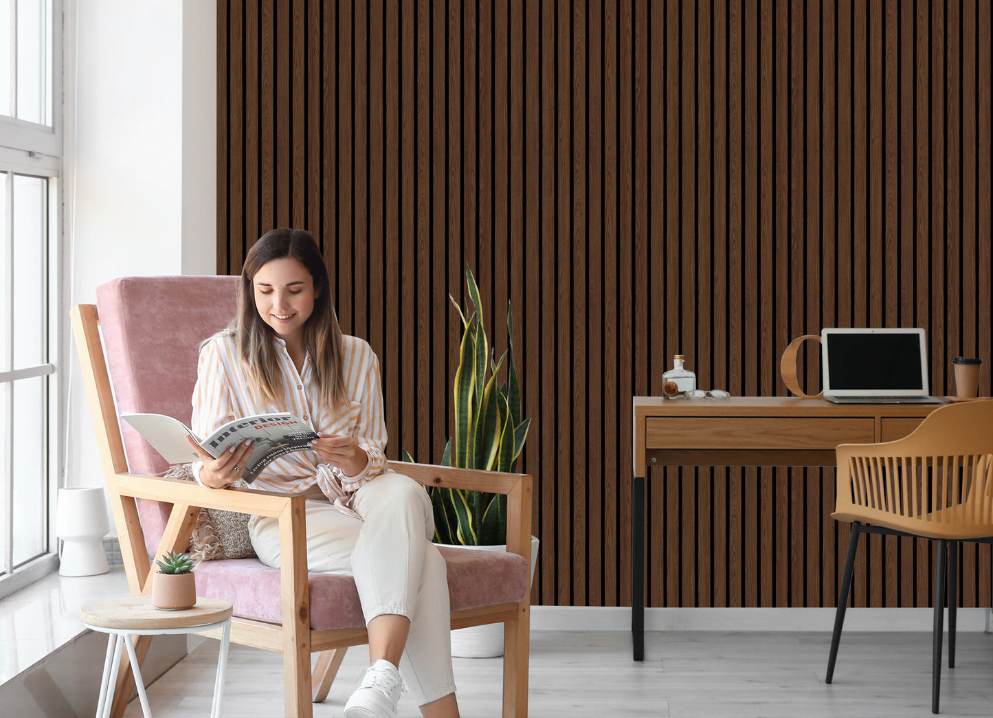 Wallpaper Lamella Imitating Walnut Wood