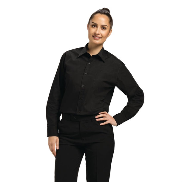 Chef Works Dress Shirt Long Sleeve Black p_a798
