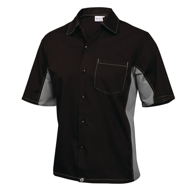 Chef Works Unisex Contrast Shirt Black and Grey p_a948