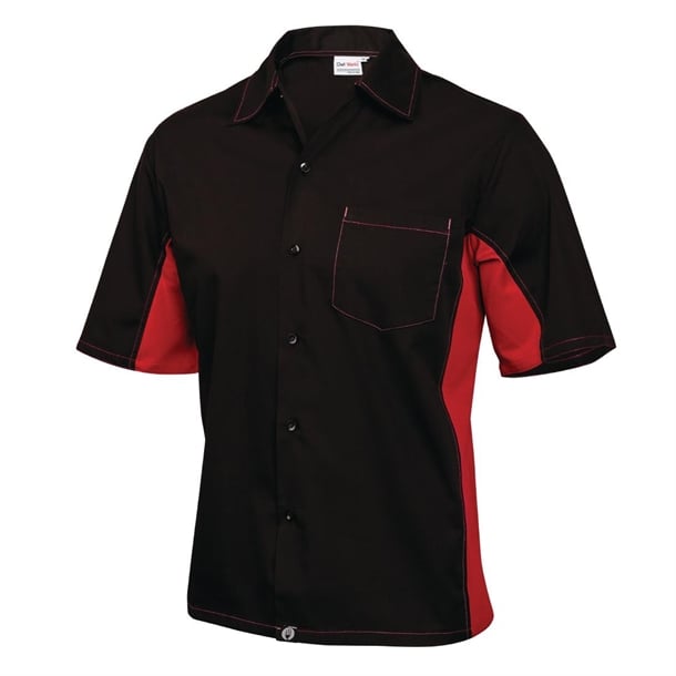 Colour by Chef Works Unisex Contrast Shirt Black and Red p_a952