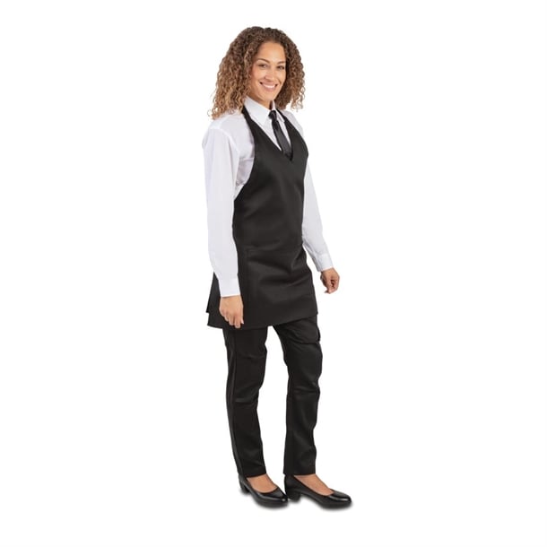 Whites V Neck Service Bib Apron Black b128