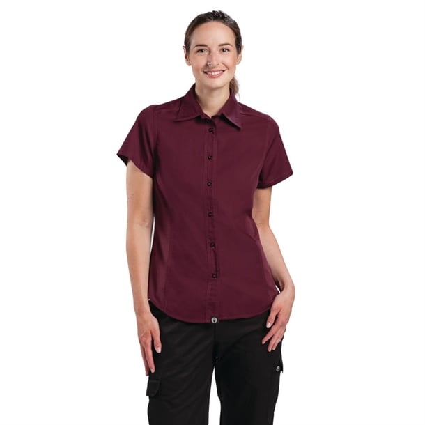 Chef Works Womens Cool Vent Chefs Shirt Merlot XL b313-xl