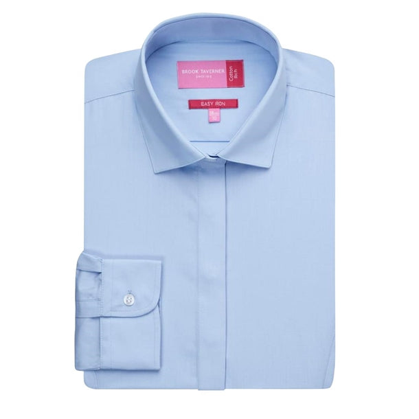 Brook Taverner Ladies Long Sleeve Blue Parma Shirt p_ba147