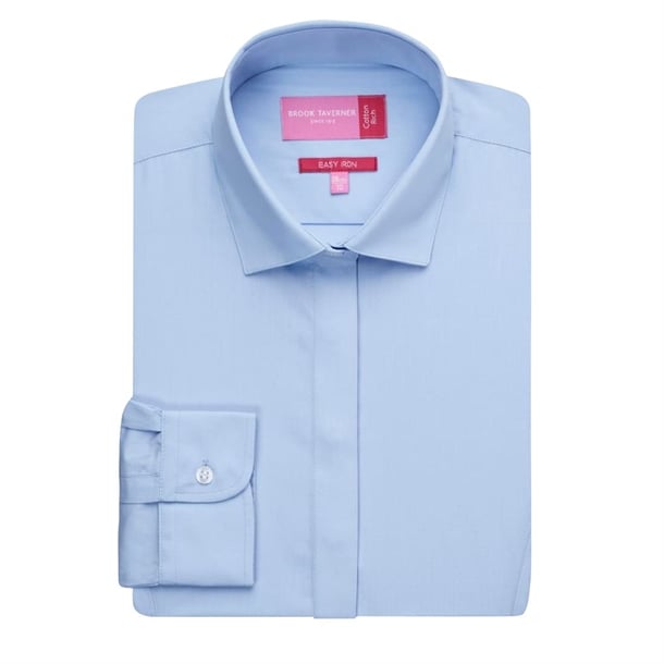 Brook Taverner Ladies Long Sleeve Blue Parma Shirt p_ba147