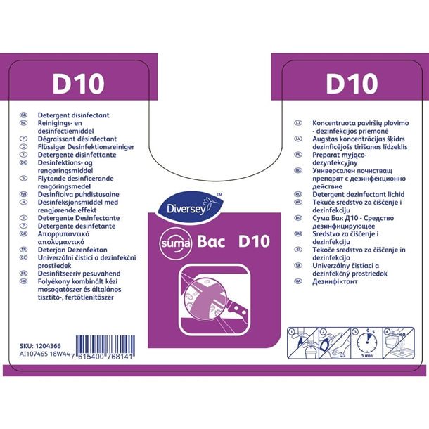 Suma D10 Cleaner and Sanitiser Refill Bottles 750ml (2 Pack) cc116