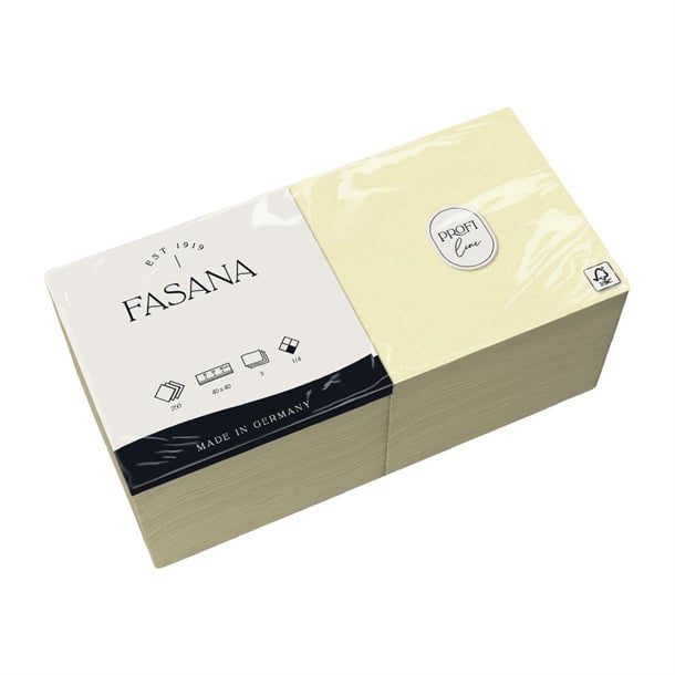 Fasana Dinner Napkin Crème 40x40cm 3ply 1/4 Fold (1000 Pack) cc591
