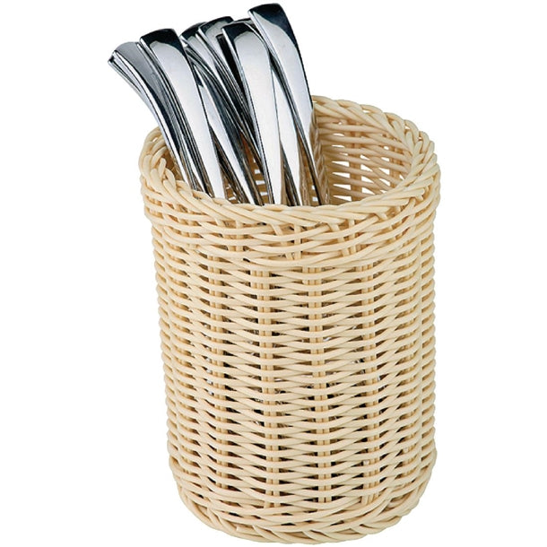 APS Polypropylene Round Rattan Cutlery Basket 125mm cf300