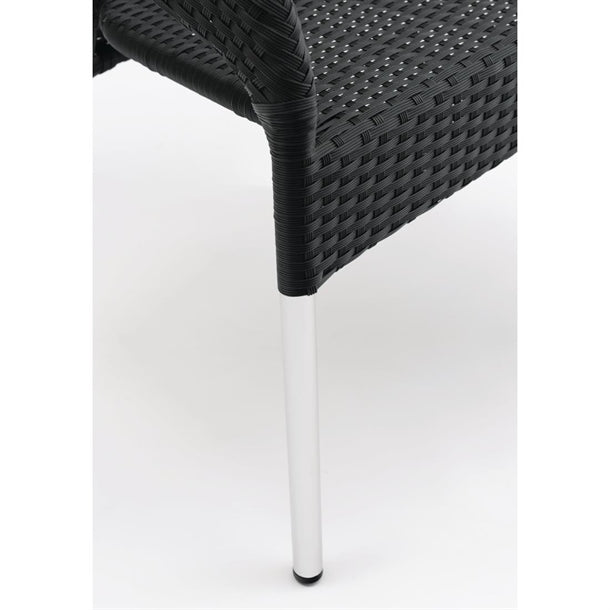 Bolero PE Wicker Wraparound Bistro Chairs Charcoal (4 Pack) cg223