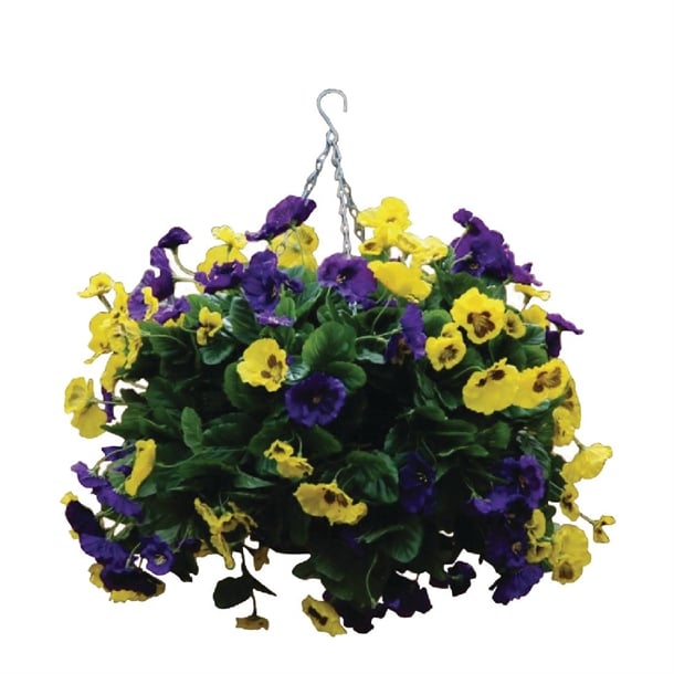 22" Purple and Yellow Artificial Pansies Ball cg573