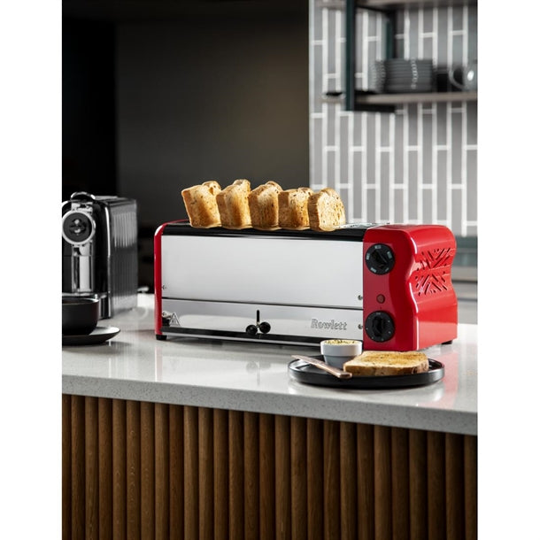 Rowlett Esprit 6 Slot Toaster Traffic Red w/2x Additional Elements & Sandwich Cage ch188