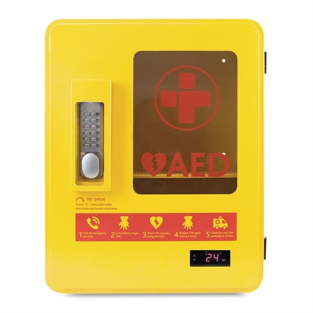 Automated External Defibrillator Alarmed Outdoor Heated Metal Cabinet ch788