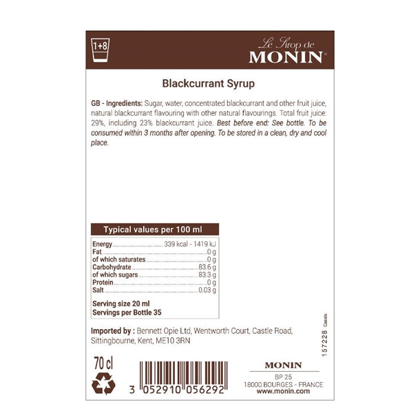 Monin Blackcurrant Syrup 700ml ck751