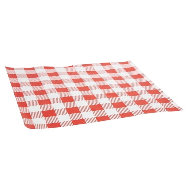 Fiesta Compostable Red Gingham Greaseproof Sheets 380x310mm ( 200 Pack) hy782
