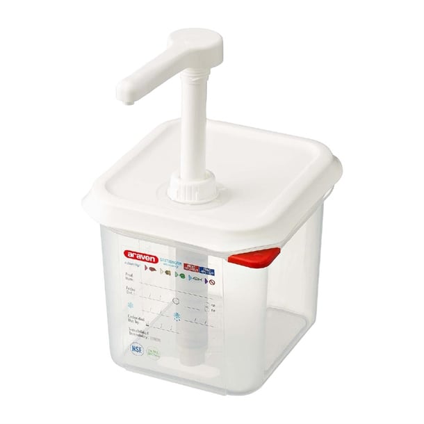 Araven Sauce Dispenser with Pump GN 1/6 Transparent 2.6Ltr cr820