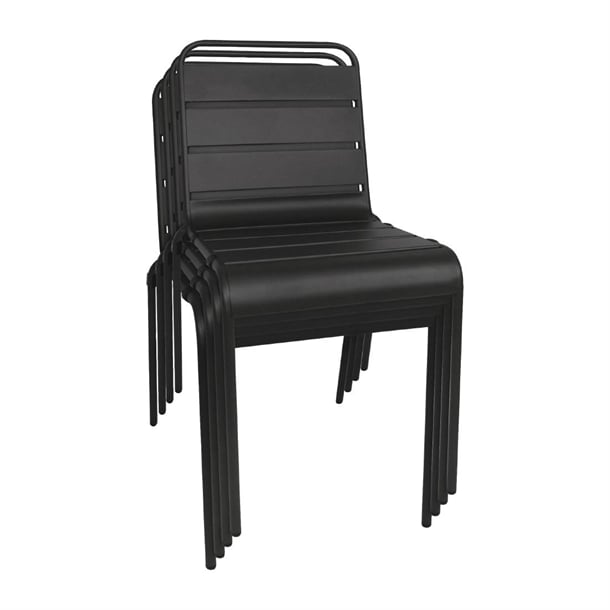 Bolero Amalfi Slatted Steel Side Chairs Black (4 Pack) cs728