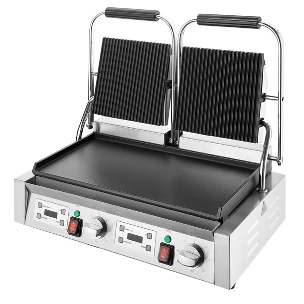 Buffalo Double Contact Grill Flat Base Ribbed Top Plate cu612