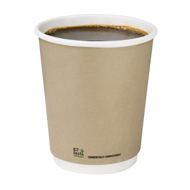 Fiesta Compostable Coffee Cups Double Wall 227ml / 8oz (500 Pack) cu984