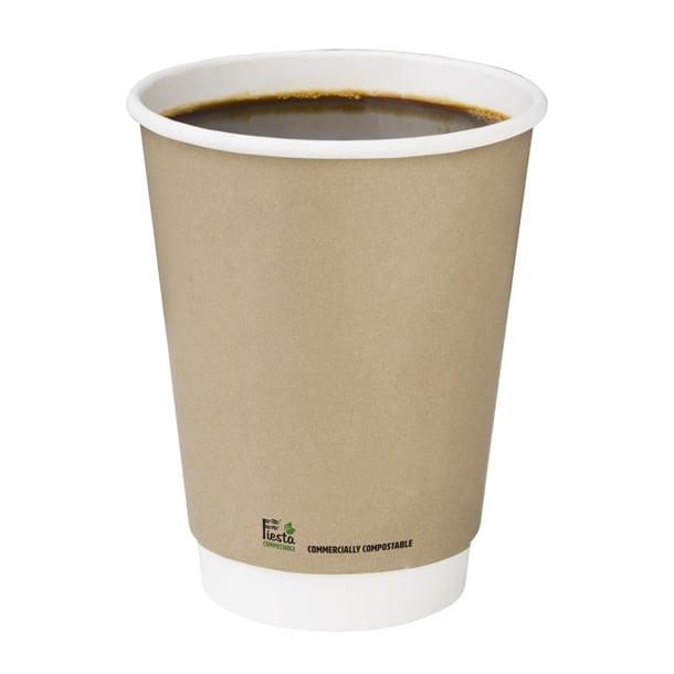 Fiesta Compostable Coffee Cups Double Wall 340ml (25 Pack) cu987
