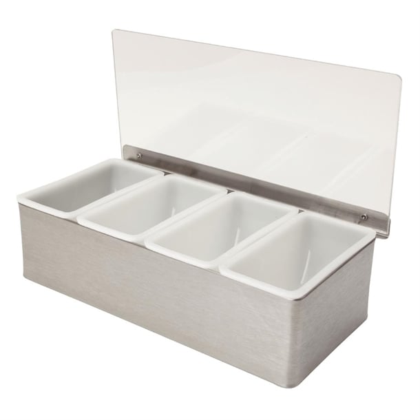 Beaumont 4 Compartment Condiment Holder Stainless Steel cz597