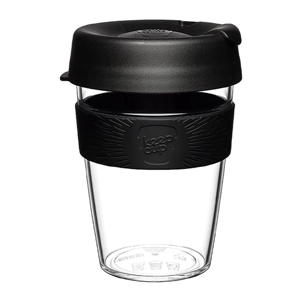 KeepCups Clear Reusable Cups Black 12oz cz743