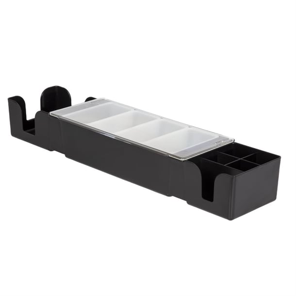 Beaumont 4 Compartment Condiment Holder with Napkin Dispenser Black d871