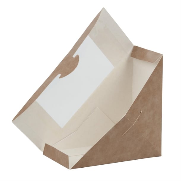 Colpac Recyclable Kraft Front-Loading Sandwich Wedges With PLA Window (500 Pack) df605