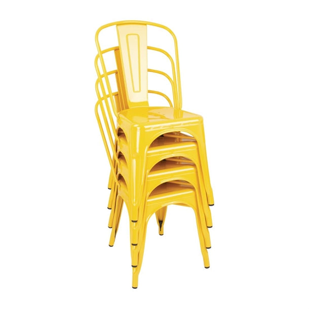 Bolero Bistro Steel Side Chairs Yellow (4 Pack) dk292