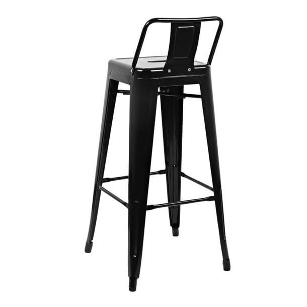 Bolero Bistro Steel High Stool with Backrest Black (4 Pack) dl882