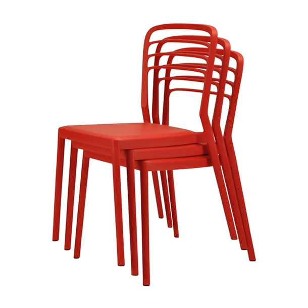 Newquay Ocean Plastic Outdoor Chair in Red (4 Pack) dm087