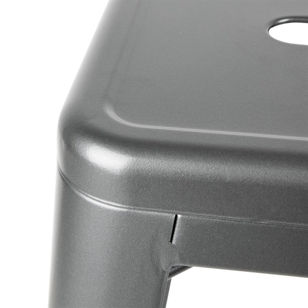 Bolero Bistro High Stool With Backrest Gun Metal (4 Pack) dm935